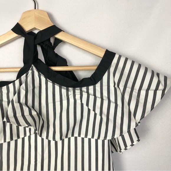 Alice + Olivia Alexis Black & White Stripe Halter Mini Dress XS - Picture 6 of 6